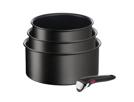Serie de 3 cazos de aluminio 16/18/20cm 1 mango negro L3979202 - TEFAL