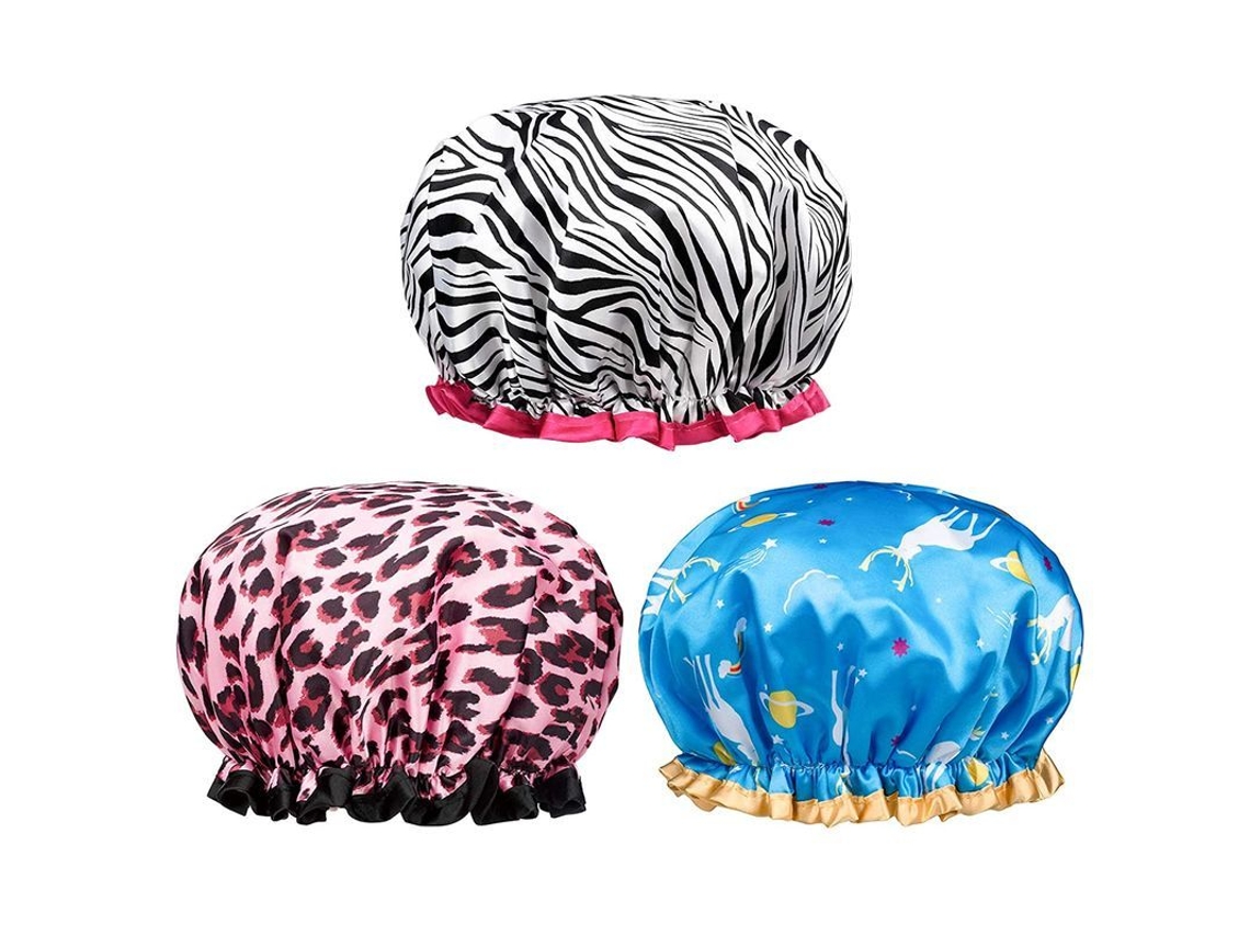 Gorro De Ducha Reutilizable De Dos Capas, Gorro De Seda A La Moda, Grande, Impermeable, Suave Y Cómodo.
