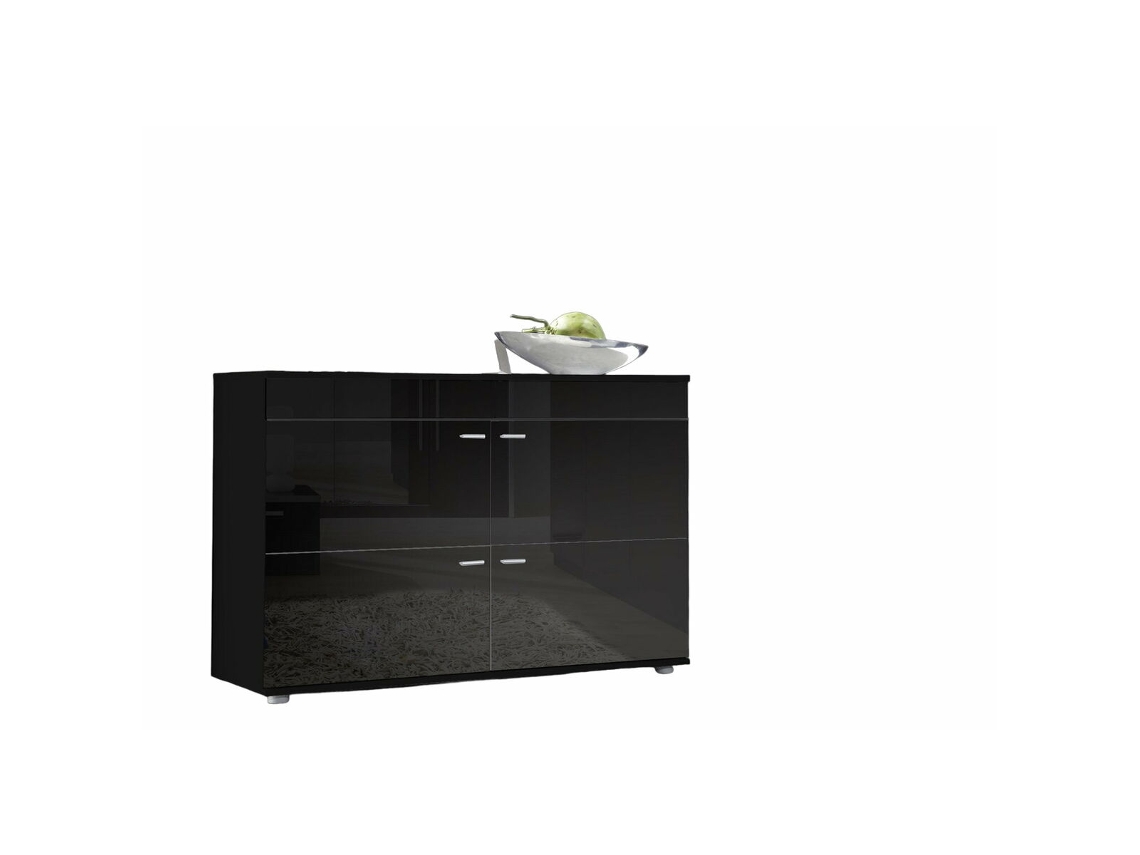 Aparador CAMA MEBLE KLOGOII CZ/CZ Negro Plateado Laminado Plástico Madera MDF