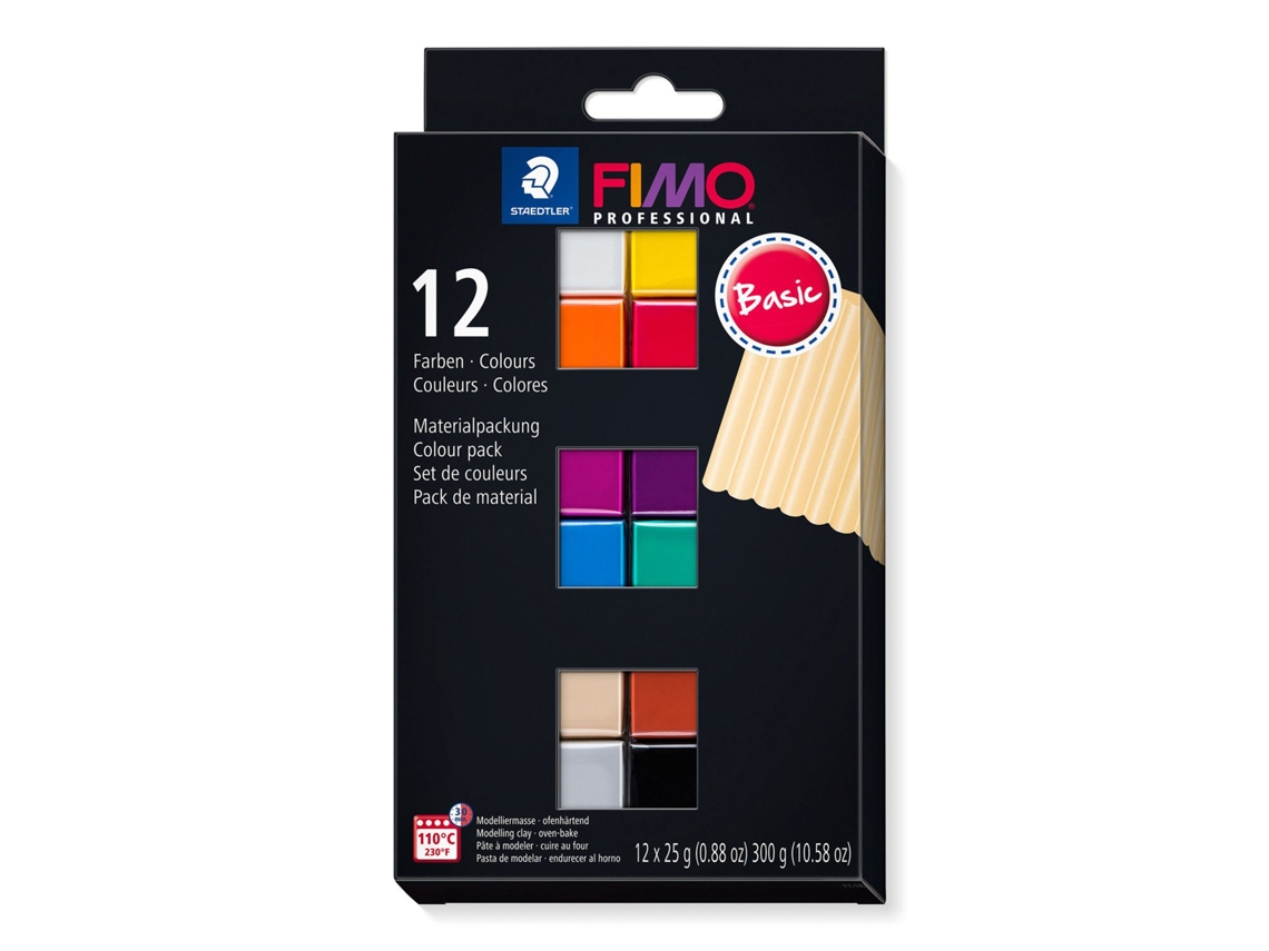 FIMO 8043 C Pasta de modelar 300 g Negro, Azul, Champán, Verde, Gris, Magenta, Naranja, Rojo, Terracota, Violeta, Blanco, Amarillo 12 pieza(