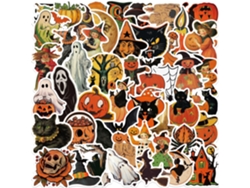 52 pegatinas impermeables de Halloween, estilo dibujos animados, para teléfono, guitarra, portátil, cuaderno y taza. Viewleaf
