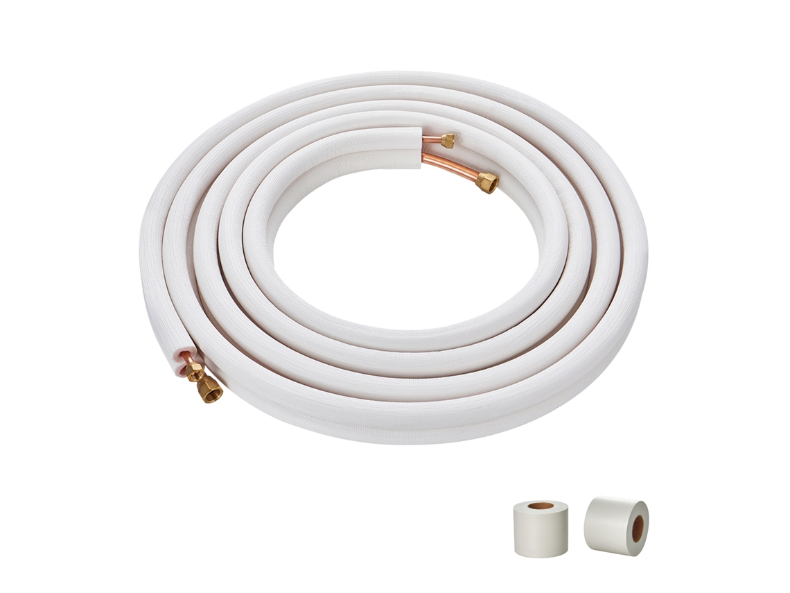Kit de minilínea dividida Succebuy de 6,4 x 9,5 x 7620 mm, tubería de cobre aislada para aires acondicionados sin conductos