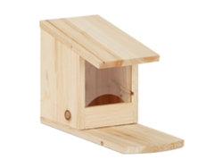 Relaxdays Comedero Para Ardillas De Pie, Casa Roedores, Dispensador Nueces, Madera De Abeto, 17,5 X 12 X 25 Cm, Marrón