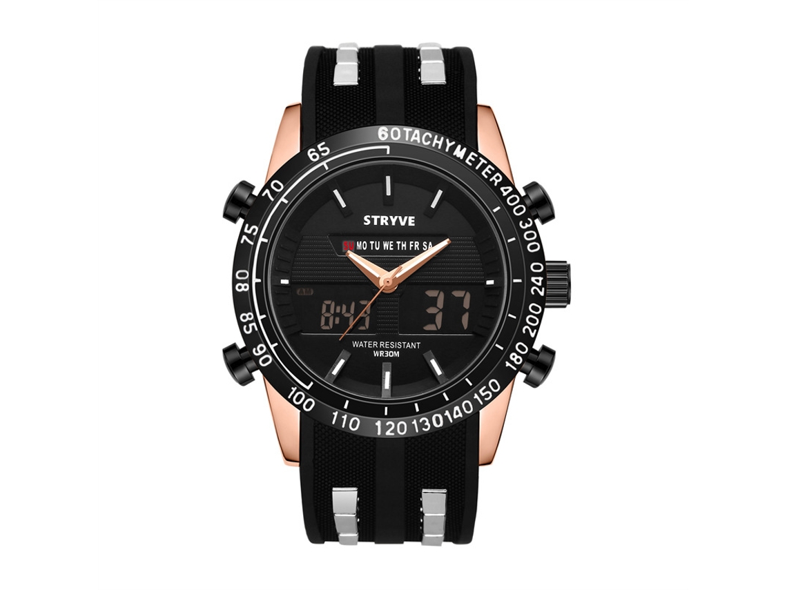 Reloj Deportivo Impermeable (oro Rosa), Cronógrafo Luminoso, Alarma, Doble Pantalla, Reloj De Pulsera Electrónico.