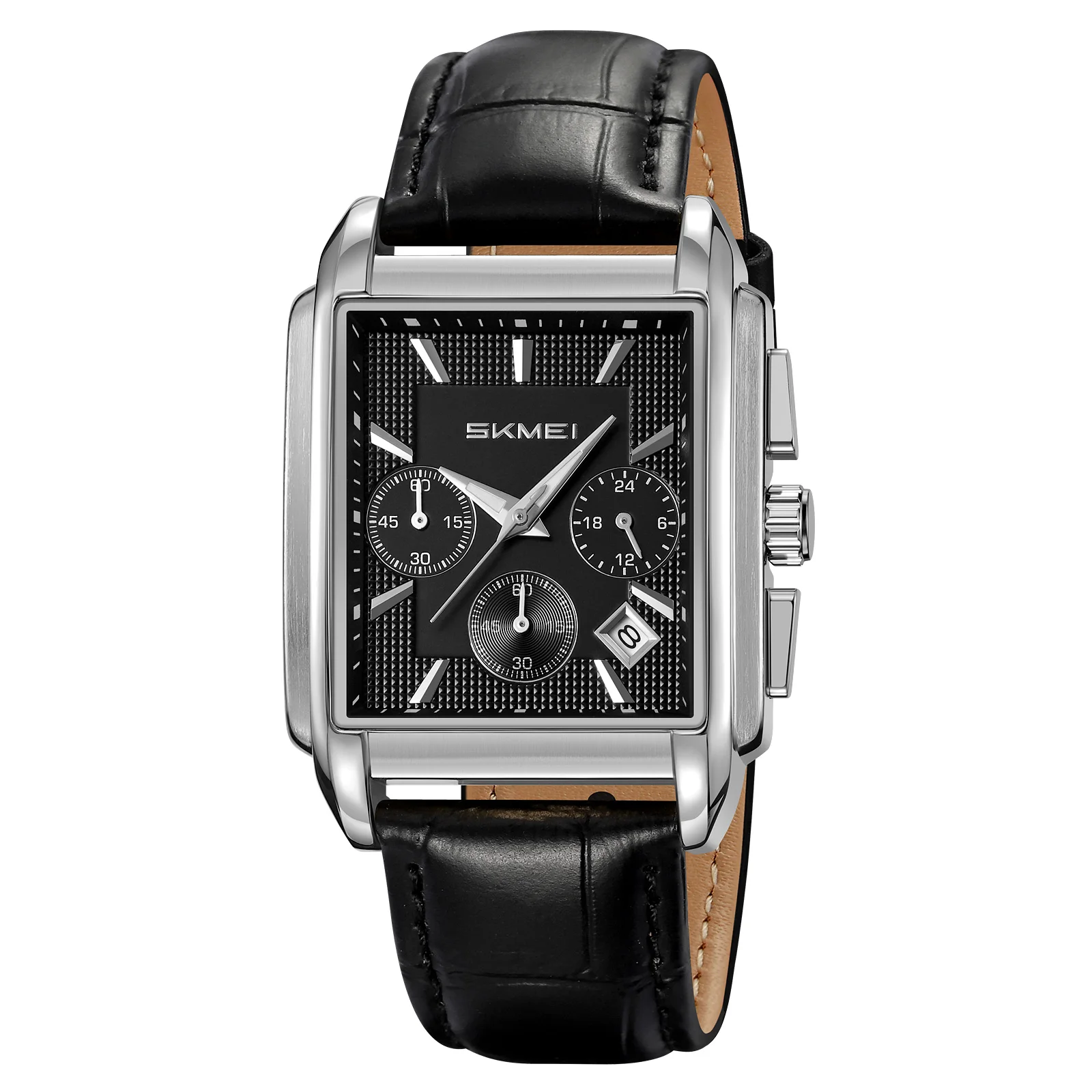 Reloj De Pulsera Cuadrado De Negocios Para Hombre, Resistente Al Agua, Con Indicador De Fecha Y Cronómetro.