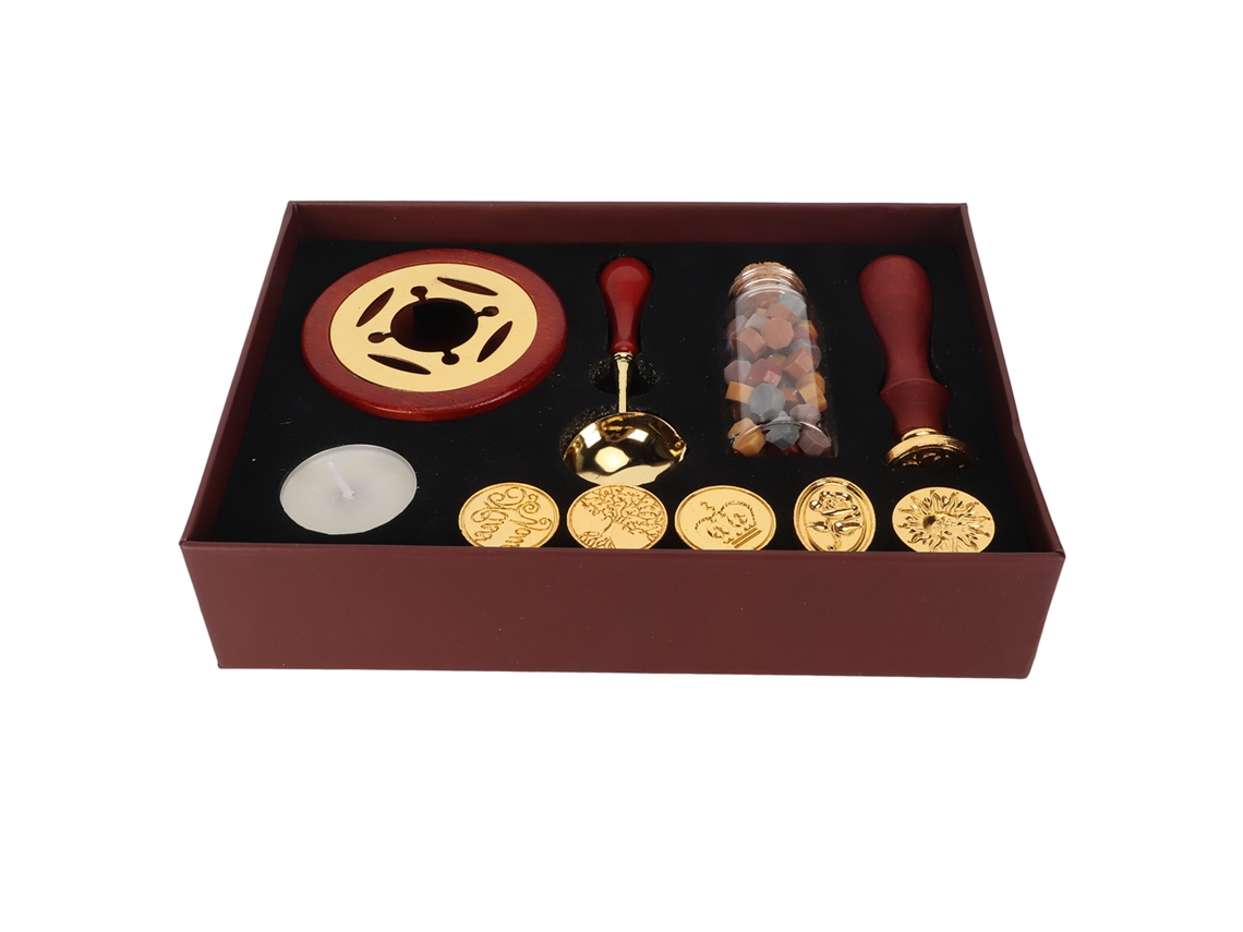Kit De Sellado Con Cera Con 5 Cabezales Reemplazables, Cuchara Calefactora Para Sobres E Invitaciones.