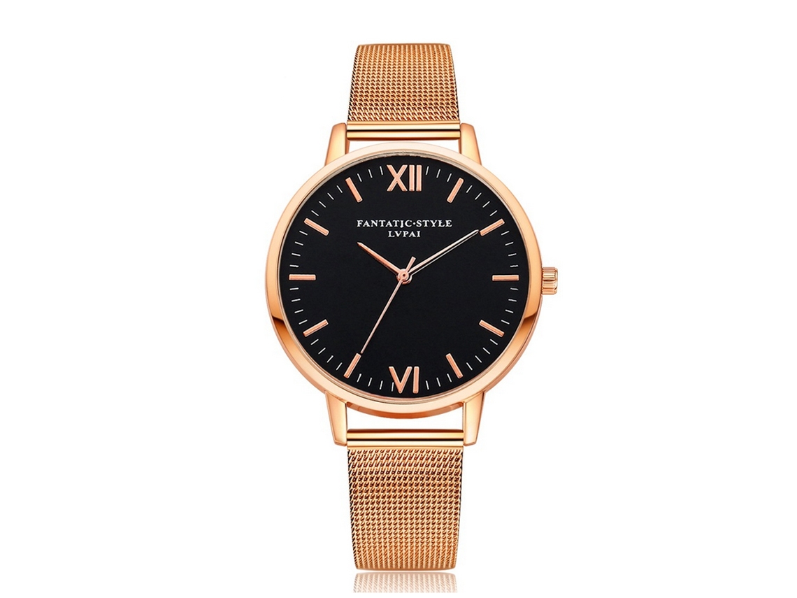 Relógio De Pulso Quartz Feminino Gaiety Padrão Geométrico Pulseira Pu Rosa