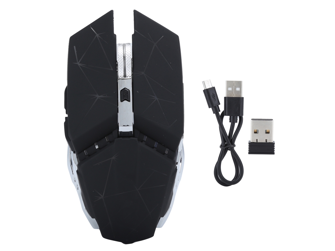 Ratón Gaming Inalámbrico Led Óptico Con 6 Botones 1600dpi Usb Recargable Negro Medianoche