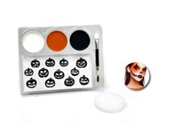 Kit de Maquillaje Calabaza Paleta, brocha, esponja y stickers