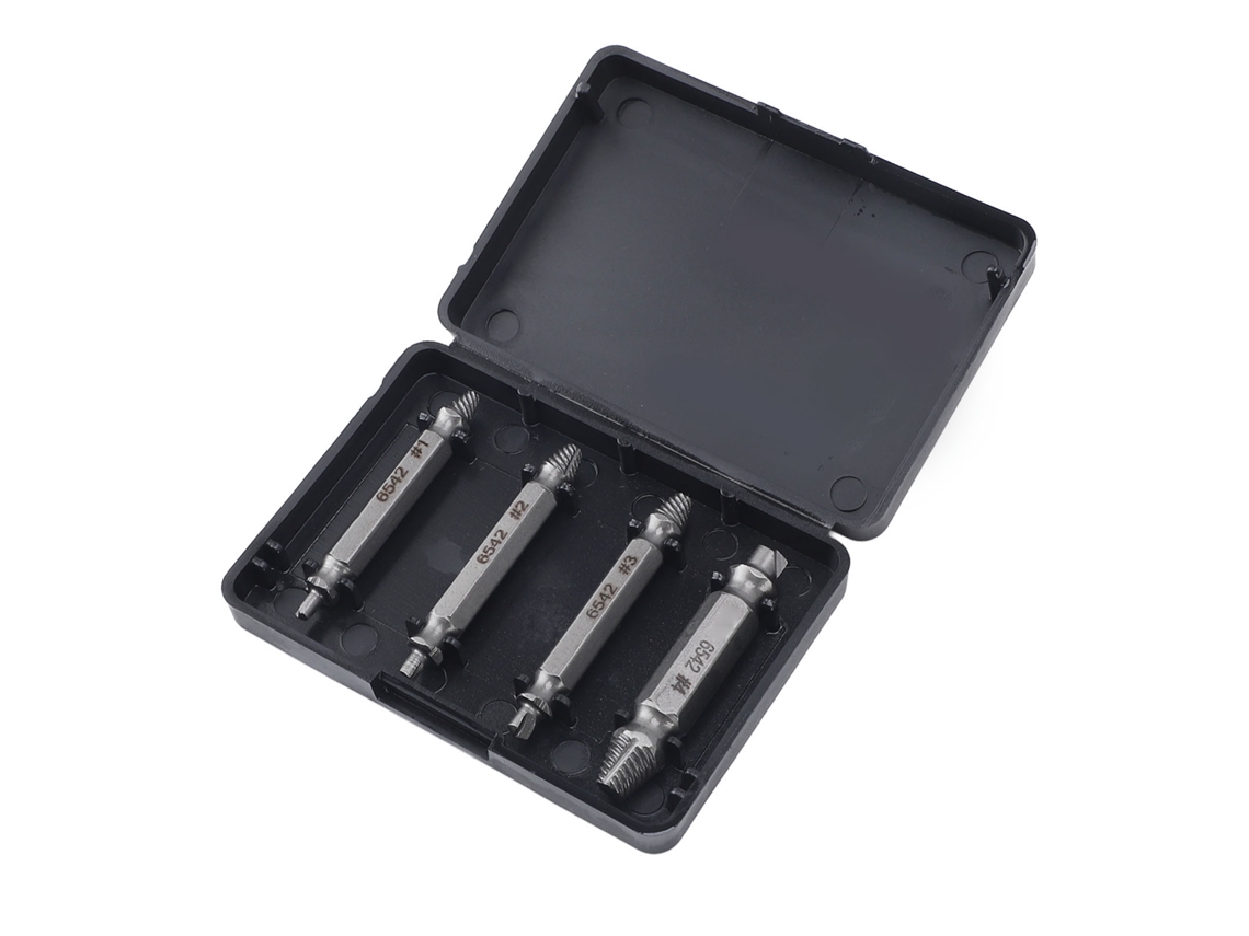 Juego De 4 Extractores De Tornillos De Acero De Alta Velocidad Con Dos Puntas Para Tornillos Rotos O Dañados.