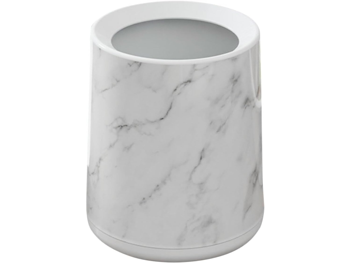 Papelera Pequeña De Baño Con Un Diseño Único De Mármol, Fabricada En Pp, Fácil De Limpiar Y Resistente.