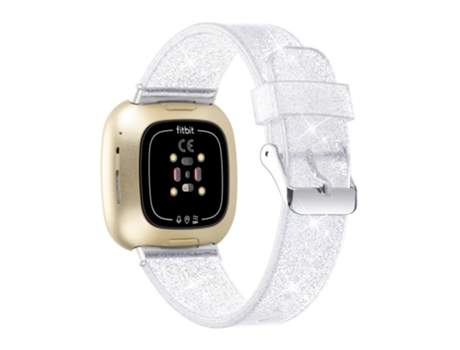 Correa TPU + PU diseño de polvo brillante para Fitbit Versa 3/Sense - plata