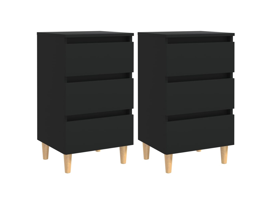 Conjunto 2 Mesita de noche VIDAXL Negro Madera contrachapada (40x35x69 cm)