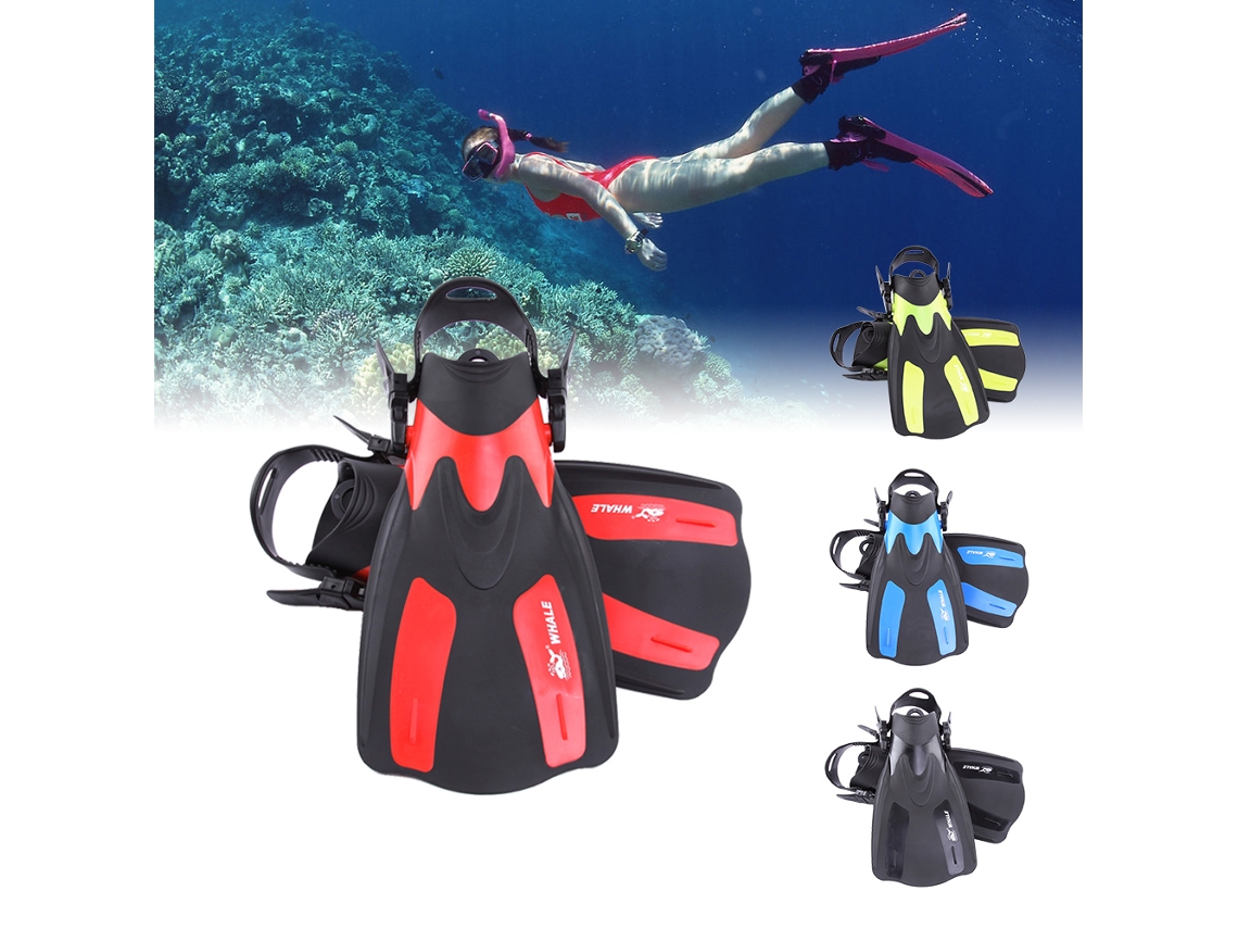 Aletas De Buceo Cortas Para Adultos Whale Con Ajuste De Talón Para Snorkel Y Deportes Acuáticos.