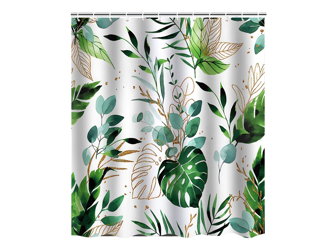 Juego de cortinas de ducha bohemias, diseño abstracto verde, decorativas y lavables, con ganchos KOFIHETY