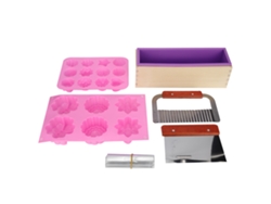Kit De Moldes De Silicona Para Jabón Diy Con Caja De Madera, Cortadores Ondulados Y Rectos, Y Película Termorretráctil.
