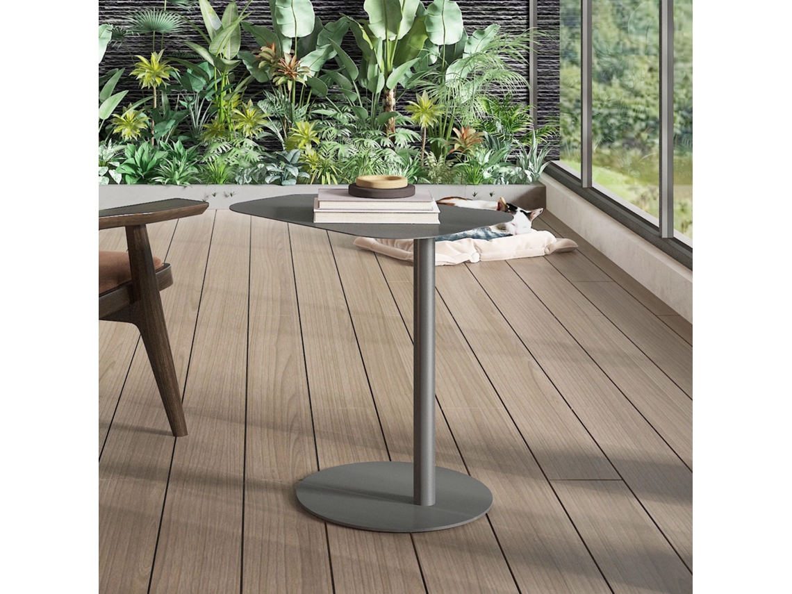 Mesa auxiliar Nastätten trapezoidal interior/exterior metal 50 x 50 x 38 cm Gris mate [EN.CASA]