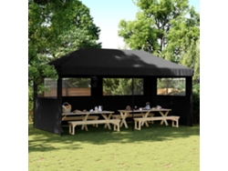 Carpa plegable para fiestas, con 3 paredes laterales, color negro.