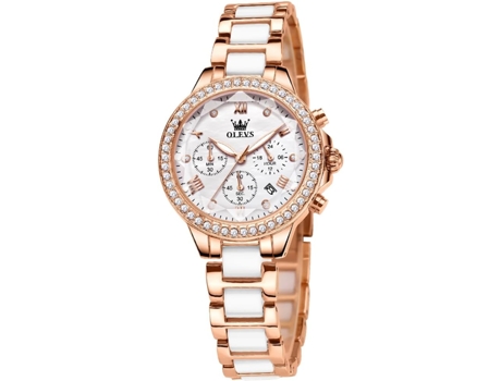 VEANXIN Reloj mecánico automático para mujer Diseño hueco en oro rosa(Blanco/Oro rosa)