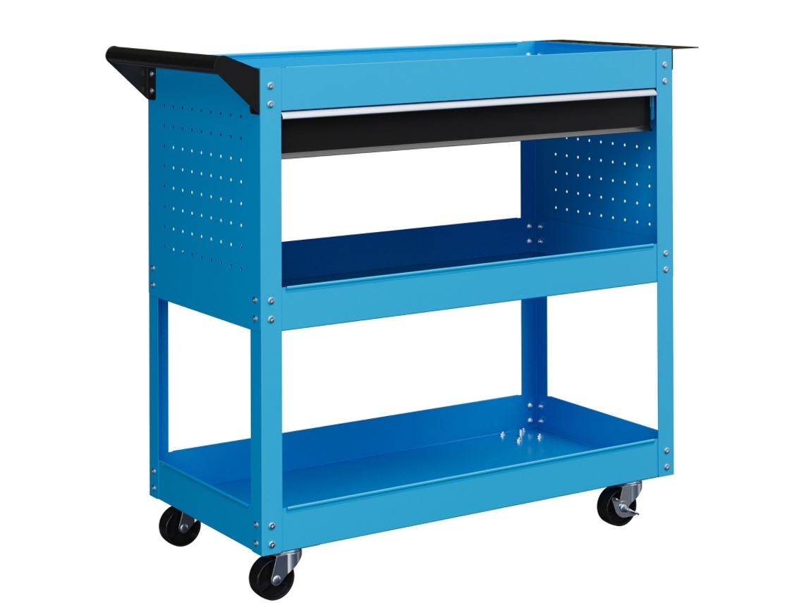 Caja De Herramientas De 3 Niveles Con 4 Ruedas, Azul, 82x35x76cm