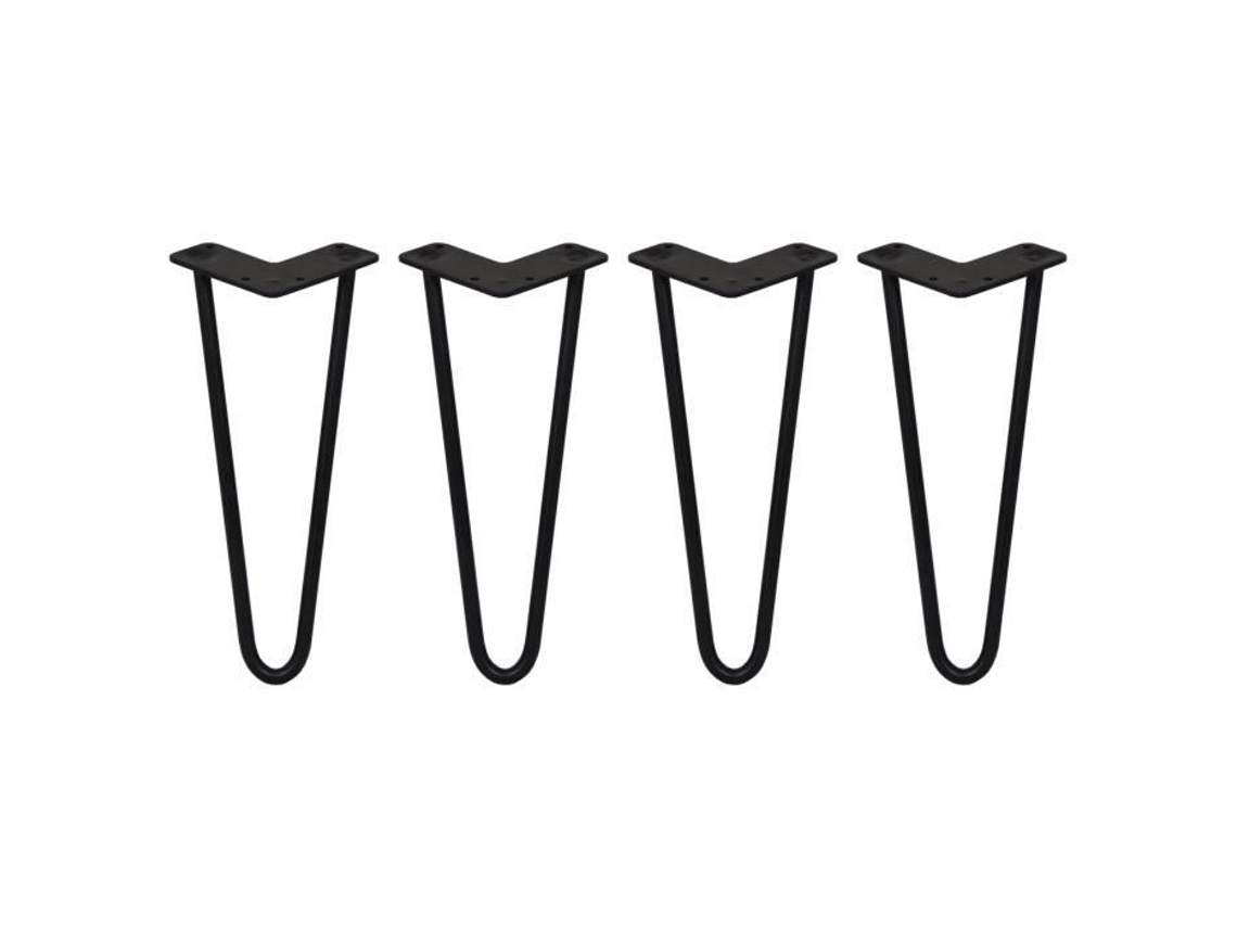 Patas Skiski 4 Patas de Mesa en Gancho de Pelo 30,5 cm 2 Varillas de Acero Negras Espesor 12 mm