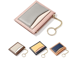 Cartera de piel sintética para mujer - Monedero compacto con cremallera - Rosa
