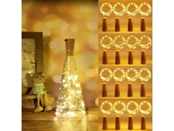 Luces Led Para Botellas, 12 Unidades, 2 M, 20 Luces Led, Blanco Cálido, Para Carnaval, Boda, Fiesta, Bricolaje.