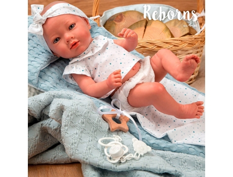 Muñeco ARIAS Arias Reborns 38 cm Claudia Azul c/ Colchoneta y Doudou (Edad Mínima: 3 Años - 46,5 x 21,5 x 30 cm)