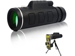 Telescopio monocular 40×60 HD Bak4 Prism IP68 para vida silvestre, senderismo, caza, conciertos, viajes, negro.