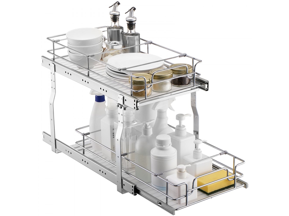 Estantería De Cocina Extraíble De 2 Niveles Con Separadores Ajustables – Instalación Fácil En Solo 4 Pasos Tekmaquinas