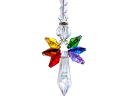 Ángel Guardián de Cristal Arcoíris - Atrapasol para el hogar/coche, balcón y colgante - Adorno de cristal (Arcoíris)