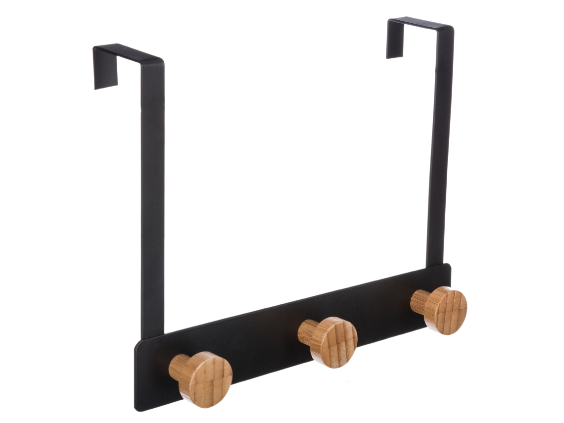 Percha De 3 Cabezas De Bambú Y Metal Negro 5 FIVE SIMPLY SMART