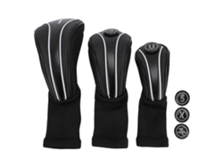 2026-3pcs Funda Para Cabeza De Palo De Golf Con Placas Númericas Extra Cuello Largo Antideslizante Transpirable Pu Para Madera Driver Negro