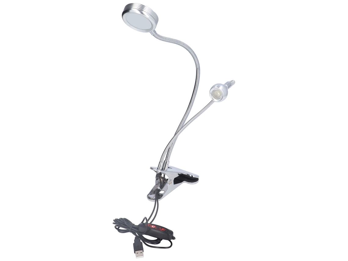 Lámpara De Mesa Led Con Clip, Doble Cabezal, 10 Ajustes De Altura, Brazo Flexible, Ideal Para Leer.