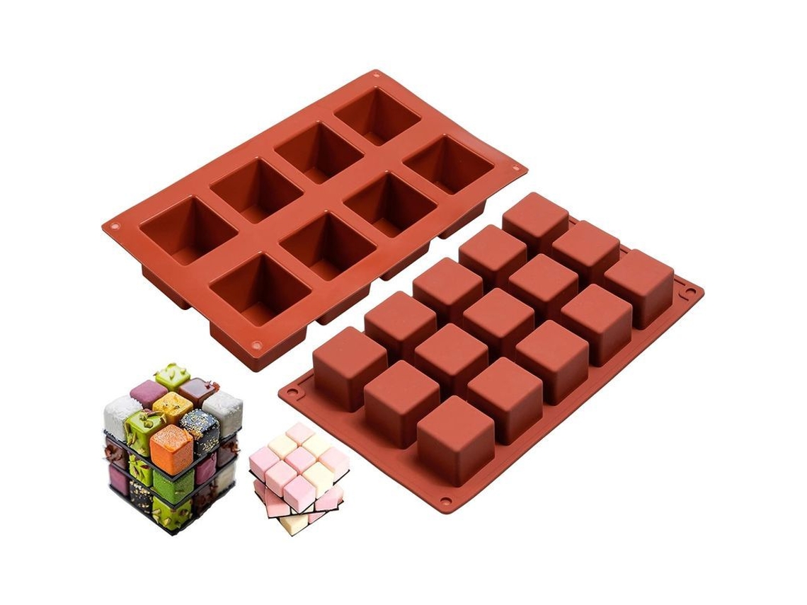 2026da-molde De Silicona Para Pasteles De Mousse Cuadrado 2 Piezas 8 Y 15 Cavidades Para Repostería Y Resina