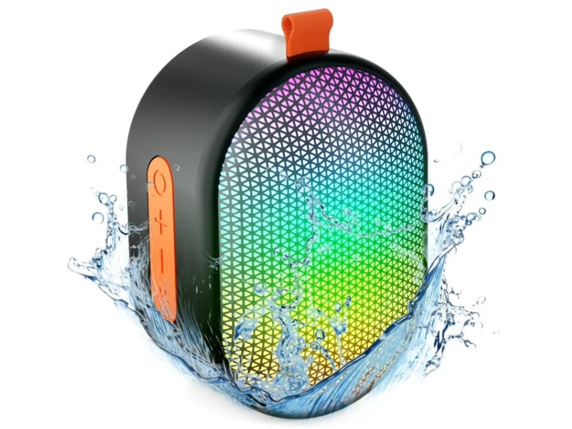 Altavoz Bluetooth Yizhood S211 con luz RGB, sonido HD, emparejamiento dual, TWS, resistente al agua, color negro