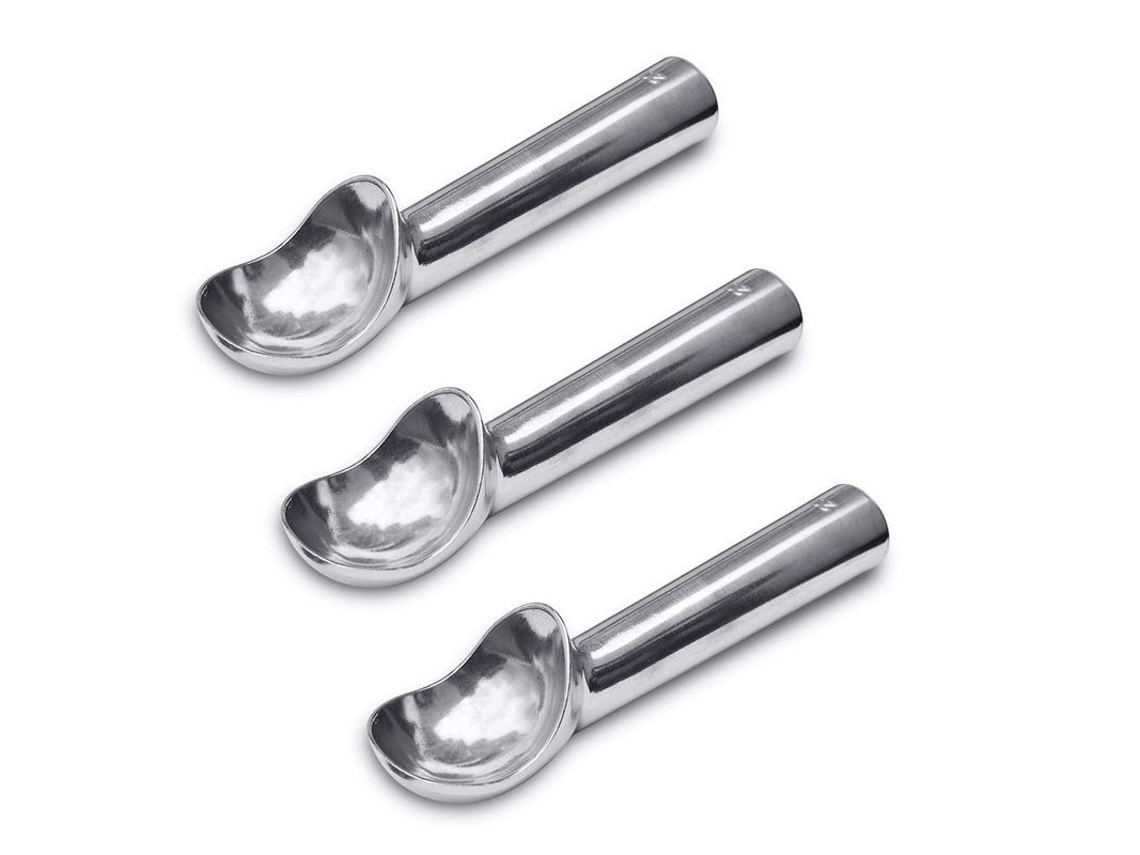 Cuchara para helado de aluminio de 57 g (2 oz), mango conductor, antiadherente, 3 unidades.