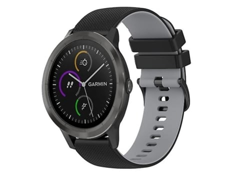 Correa De Reloj Inteligente Para Garmin Vivoactive3 Music, Banda De Reloj De Silicona A Cuadros De Dos Colores, Negro Y Gris, 20Mm VENISYMLIS
