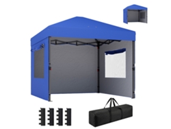Carpa Plegable Pop-up 3x3 M Con 3 Paredes 2 Ventanas Altura Ajustable Upf50+ Bolsa Transporte Y Sacos De Arena Azul