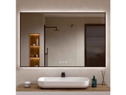 Espejo de Baño con Luz LED Perimetral, Luz Regulable en 3 Colores e Intensidades, Antivaho, Aluminio Negro 70 x 100 cm Bellobath