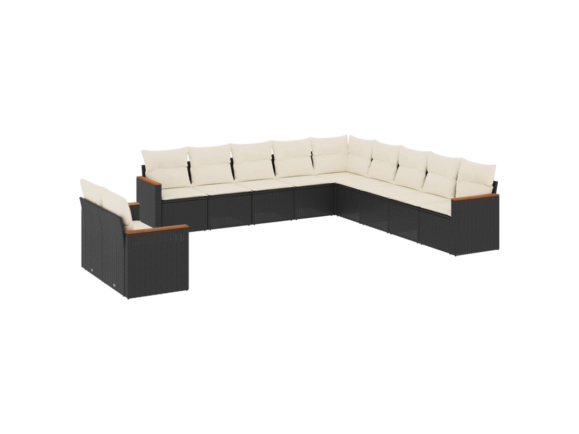 Maison Exclusive - Set De Sofás De Jardín 11 Pzas Y Cojines Ratán Sintético Negro