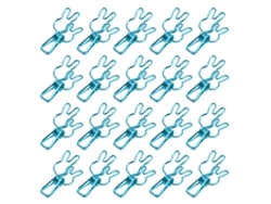 20 Pinzas Metal Placas Electroplacas Clips Multiusos Resorte Fuerte Azul