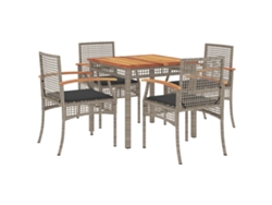 Maison Exclusive - Set Comedor De Jardín 5 Piezas Con Cojines Ratán Sintético Gris