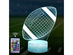 Luz Nocturna Infantil, Tira De Luz Visual 3d Con Control Remoto, 16 Cambios De Color Rugby / Fútbol Americano Siurn