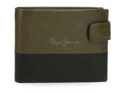 Cartera doble de piel color caqui de Pepe Jeans
