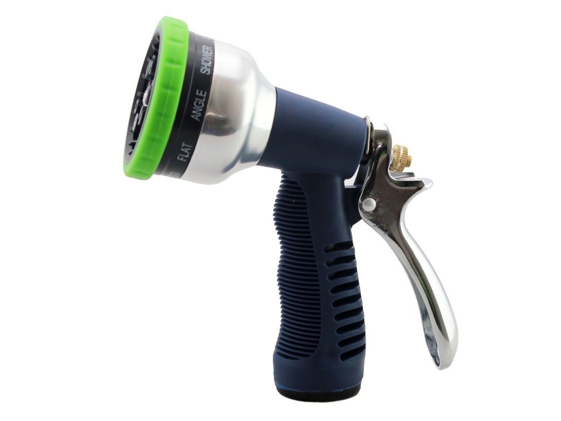 Pistola De Riego Con Conector 3/4, 9 Modos Ajustables, Gatillo De Zinc Resistente Para Jardín, Coche, Cesped Y Plantas