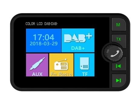 Radio de coche/Adaptador de radio DAB 2.4 LCD Bluetooth Transmisor FM Llamada manos libres Kit de coche Reproductor de MP3 Receptor de música, Radi...