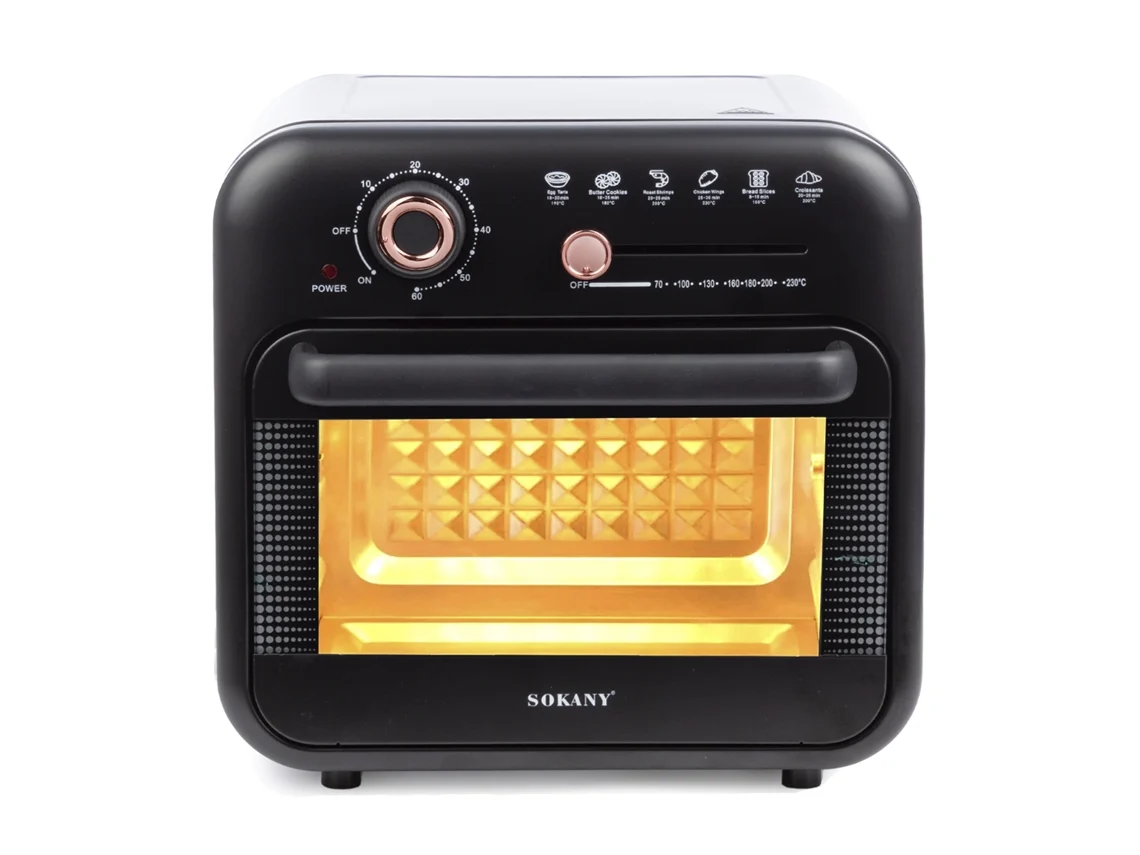 Freidora de aire sin aceite, 1800 W, 18 l. Bandeja doble con ventana de visualización.