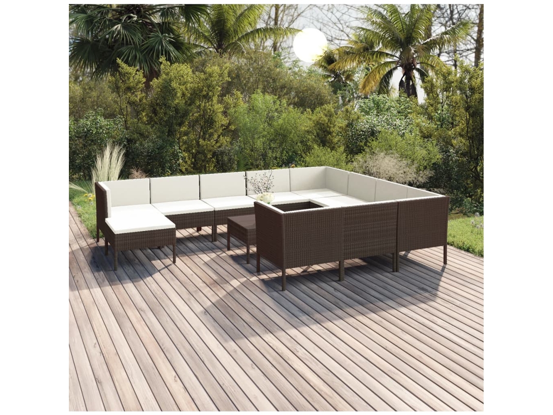 Conjunto de jardín de 12 piezas con cojines de mimbre marrón de DKD Home Decor