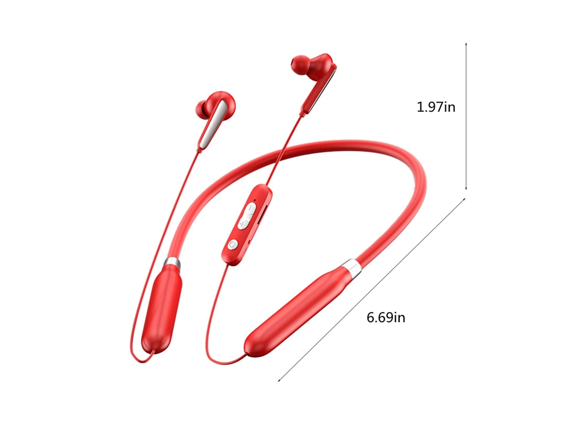 Auriculares Bluetooth Tipo de cuello Deportes Running Impermeable Tarjeta  de gran potencia Inalámbrico Rojo